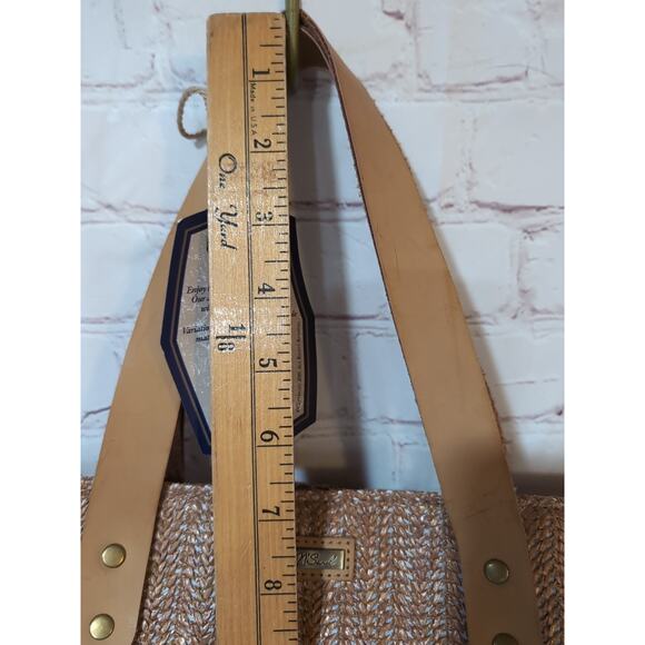 Sun 'N' Sand Woven Poly Straw Beach Tote Bag Faux Leather Handles Embroidered - Picture 14 of 15